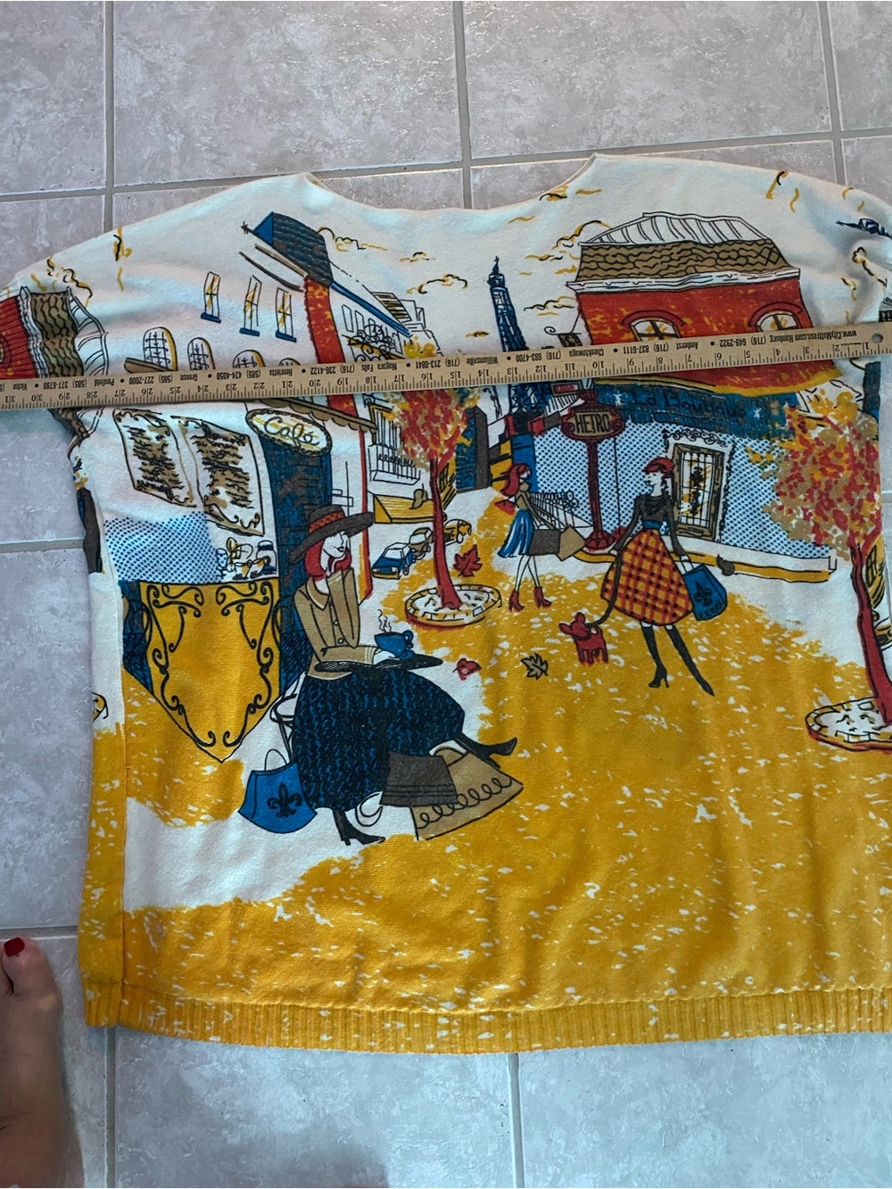 Paris Scene Knit Sweater - Yellow & Cream - Picture 5 of 6